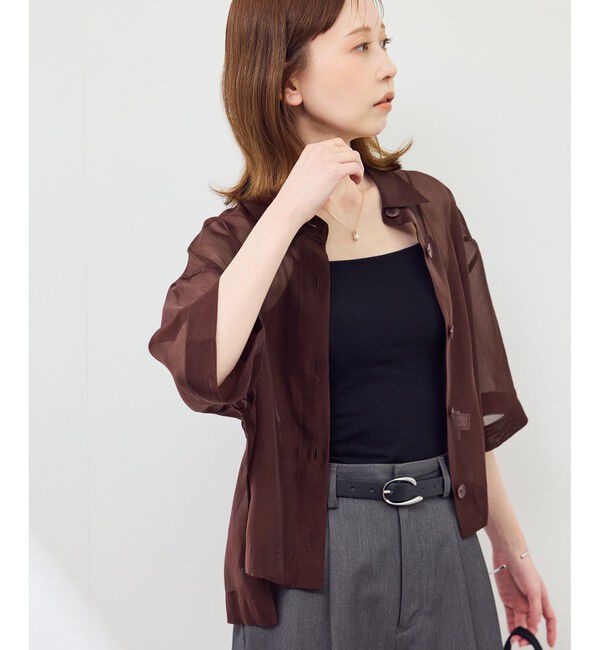 Rope&rsquo;Picnic「【接触冷感】ハーフスリーブシアーシャツ」|シャツ・ブラウス|