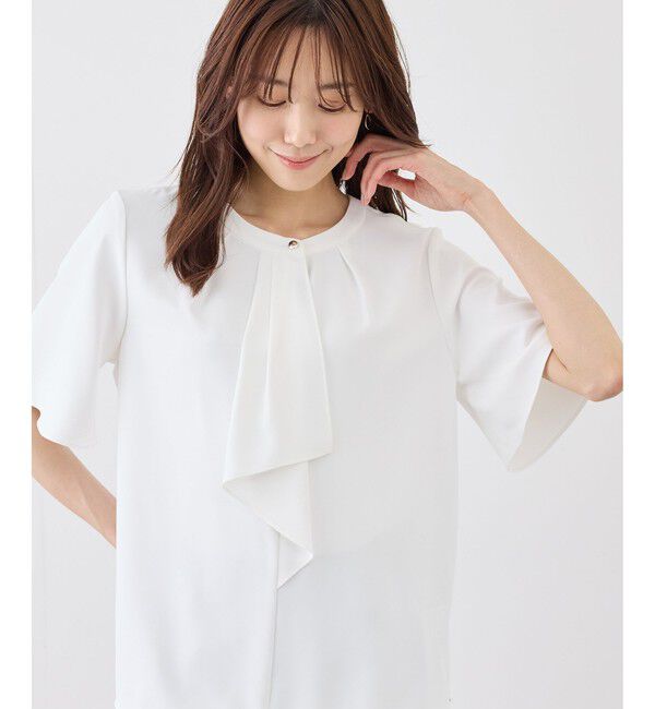 Rope&rsquo;Picnic「ボウタイブラウスハーフスリーブ」|シャツ・ブラウス|ホワイト(10)