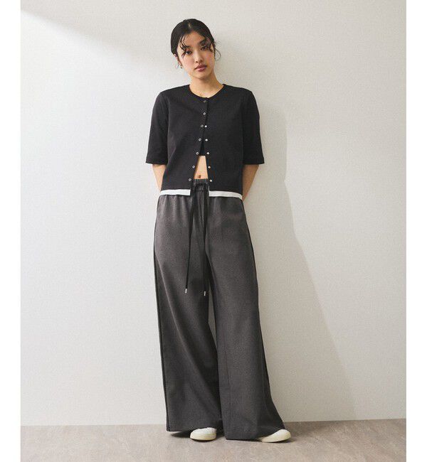 ADAM ET ROPE'「【WEB限定】・【サステナブル】カットオフコンビTシャツカーディガン」|カーディガン|