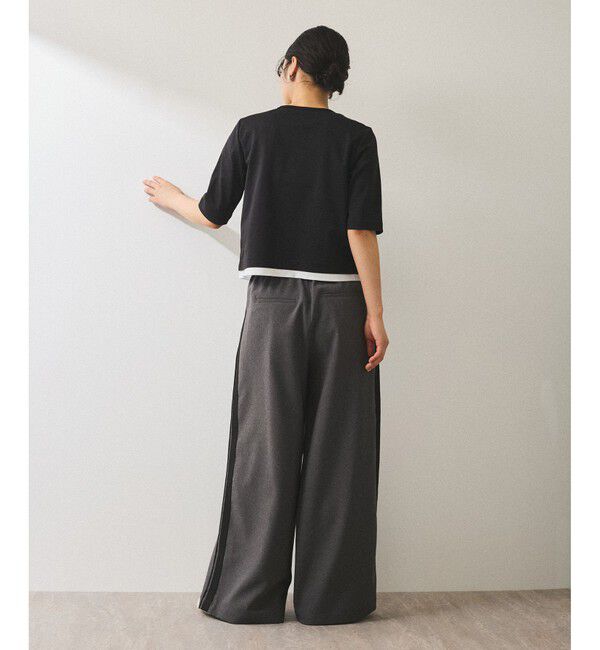 ADAM ET ROPE'「【WEB限定】・【サステナブル】カットオフコンビTシャツカーディガン」|カーディガン|