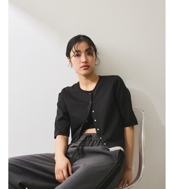 ADAM ET ROPE'「【WEB限定】・【サステナブル】カットオフコンビTシャツカーディガン」|カーディガン|