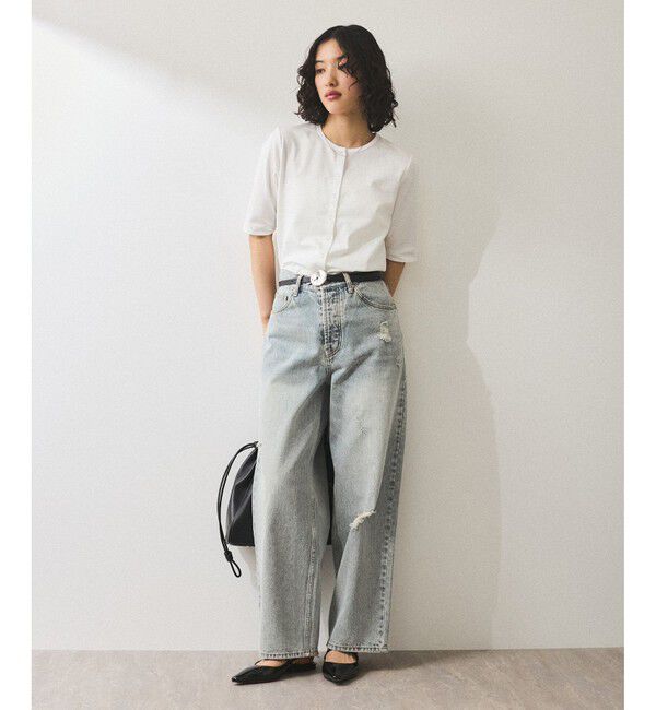 ADAM ET ROPE'「【WEB限定】・【サステナブル】カットオフコンビTシャツカーディガン」|カーディガン|