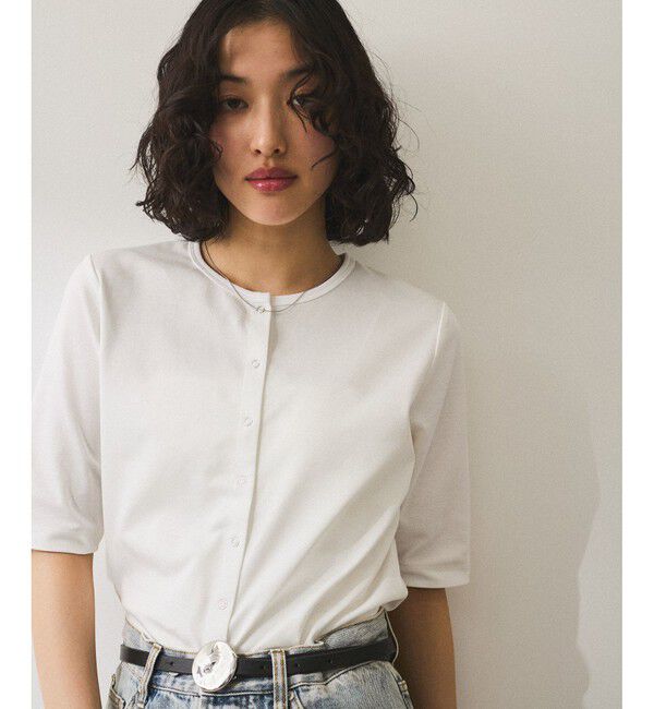 ADAM ET ROPE'「【WEB限定】・【サステナブル】カットオフコンビTシャツカーディガン」|カーディガン|