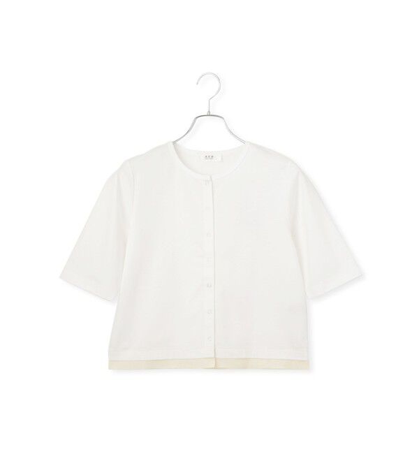 ADAM ET ROPE'「【WEB限定】・【サステナブル】カットオフコンビTシャツカーディガン」|カーディガン|