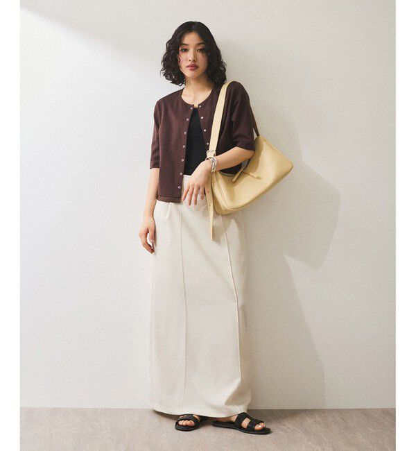 ADAM ET ROPE'「【WEB限定】・【サステナブル】カットオフコンビTシャツカーディガン」|カーディガン|