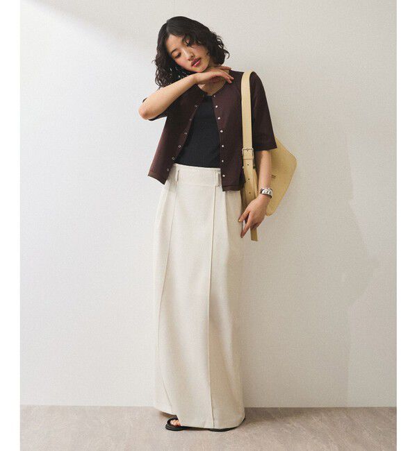 ADAM ET ROPE'「【WEB限定】・【サステナブル】カットオフコンビTシャツカーディガン」|カーディガン|