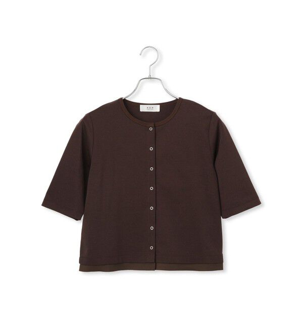 ADAM ET ROPE'「【WEB限定】・【サステナブル】カットオフコンビTシャツカーディガン」|カーディガン|