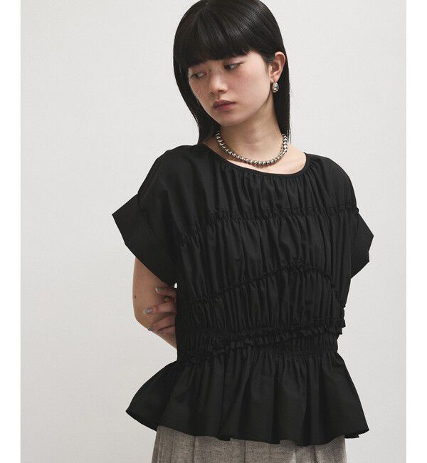 ADAM ET ROPE'「【WEB限定】ランダムギャザリングブラウス」|シャツ・ブラウス|