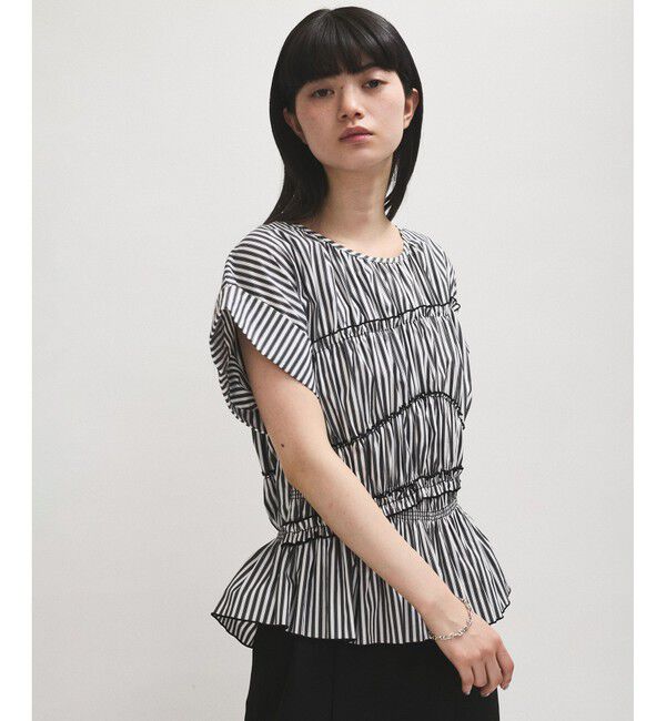 ADAM ET ROPE'「【WEB限定】ランダムギャザリングブラウス」|シャツ・ブラウス|シロサブ
