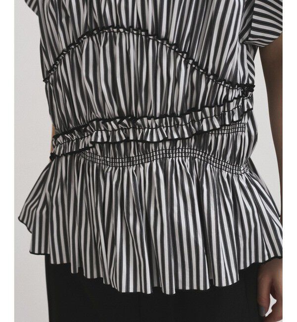 ADAM ET ROPE'「【WEB限定】ランダムギャザリングブラウス」|シャツ・ブラウス|