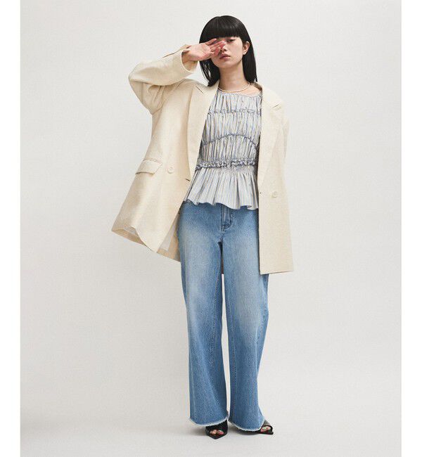 ADAM ET ROPE'「【WEB限定】ランダムギャザリングブラウス」|シャツ・ブラウス|