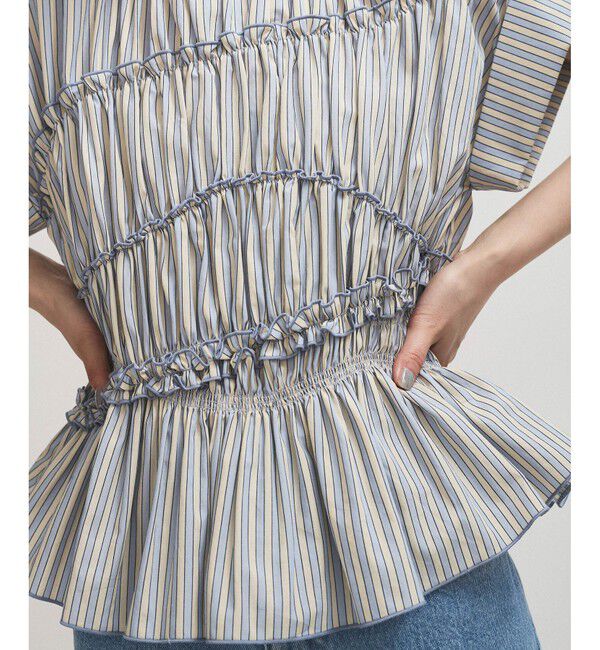 ADAM ET ROPE'「【WEB限定】ランダムギャザリングブラウス」|シャツ・ブラウス|