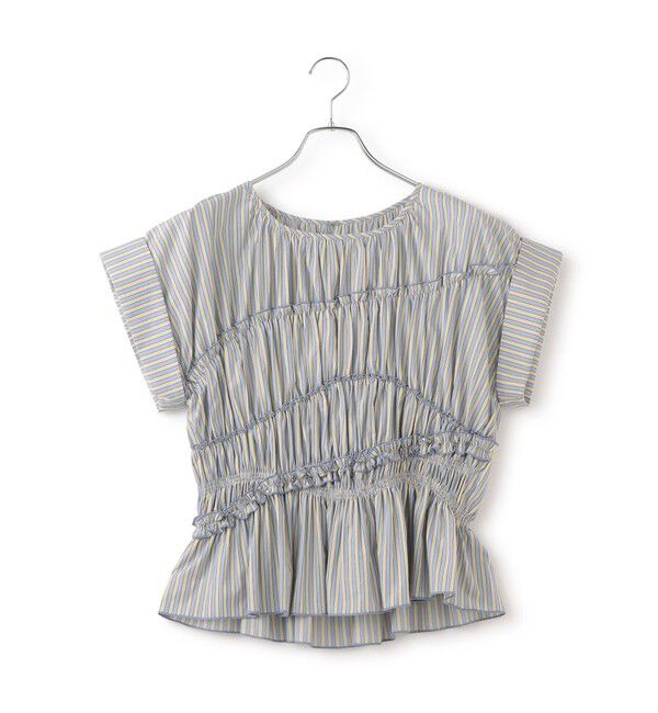 ADAM ET ROPE'「【WEB限定】ランダムギャザリングブラウス」|シャツ・ブラウス|