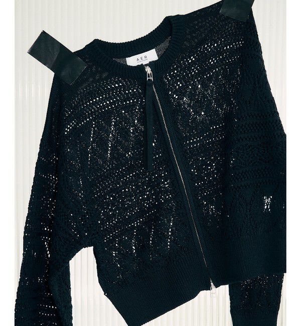 ADAM ET ROPE'「【WEB限定】パターンニットブルゾン」|カーディガン|