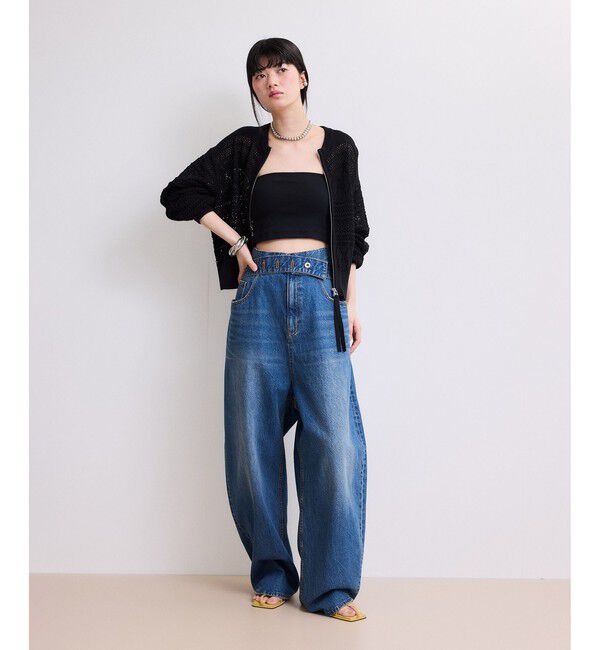 ADAM ET ROPE'「【WEB限定】パターンニットブルゾン」|カーディガン|