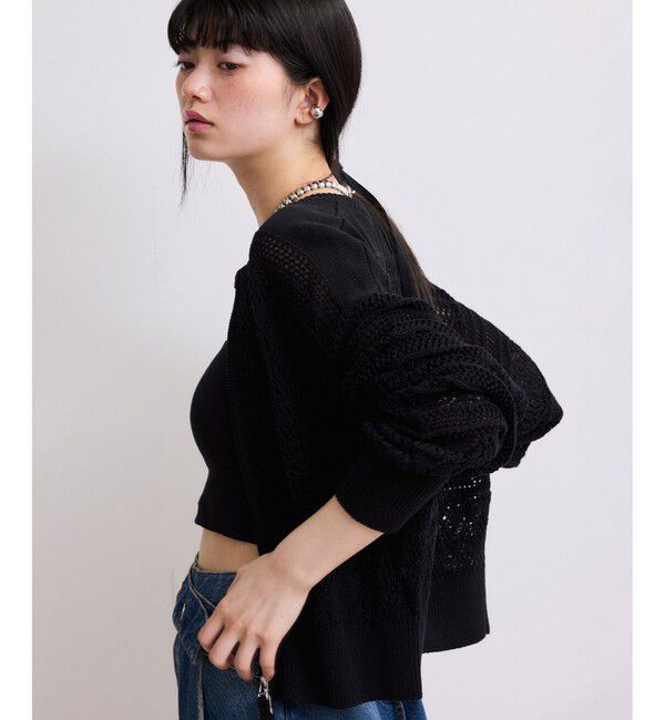 ADAM ET ROPE'「【WEB限定】パターンニットブルゾン」|カーディガン|