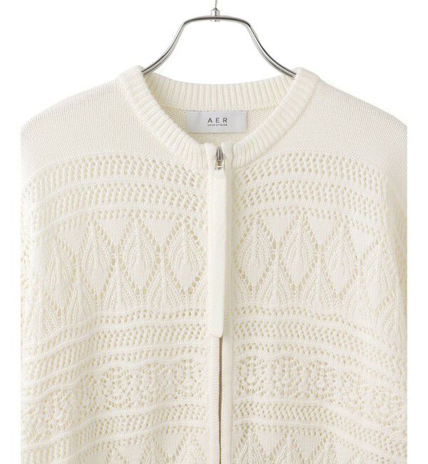 ADAM ET ROPE'「【WEB限定】パターンニットブルゾン」|カーディガン|