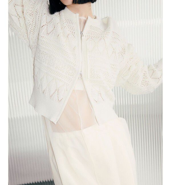 ADAM ET ROPE'「【WEB限定】パターンニットブルゾン」|カーディガン|