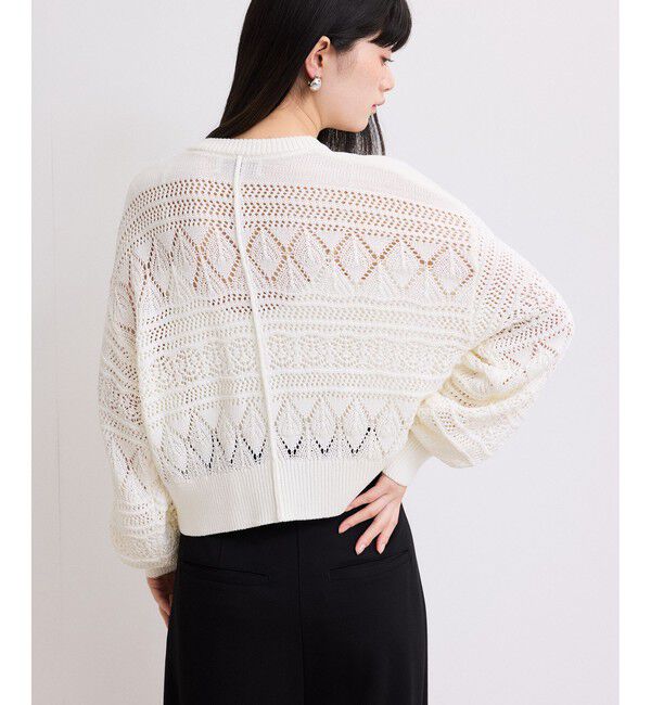 ADAM ET ROPE'「【WEB限定】パターンニットブルゾン」|カーディガン|