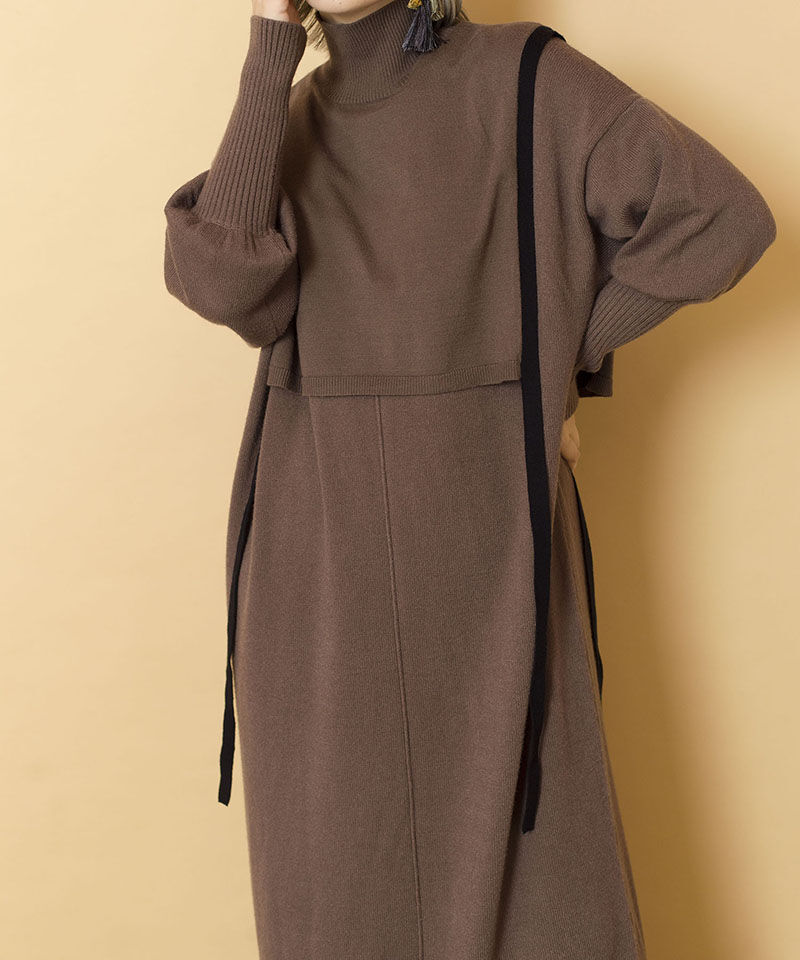  「【WEB限定アイテム】ﾀｰﾄﾙ付け衿&ﾆｯﾄﾜﾝﾋﾟｰｽSET」|ニット・セーター|