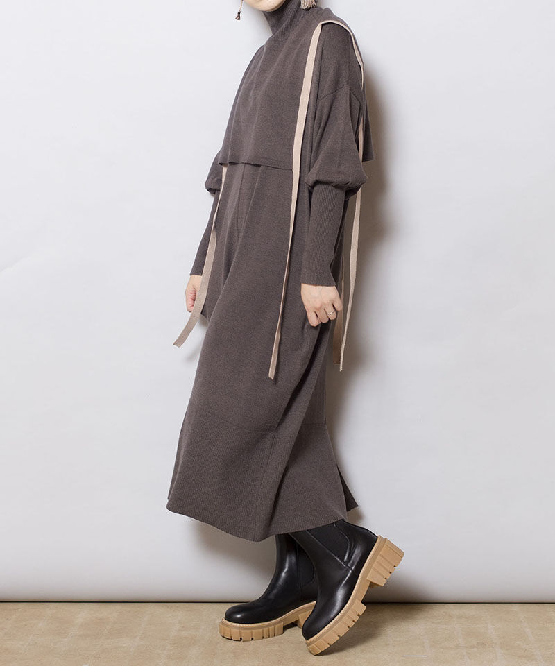  「【WEB限定アイテム】ﾀｰﾄﾙ付け衿&ﾆｯﾄﾜﾝﾋﾟｰｽSET」|ニット・セーター|