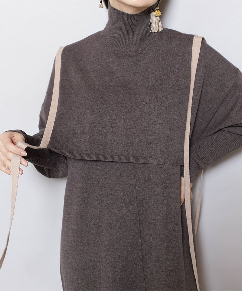  「【WEB限定アイテム】ﾀｰﾄﾙ付け衿&ﾆｯﾄﾜﾝﾋﾟｰｽSET」|ニット・セーター|