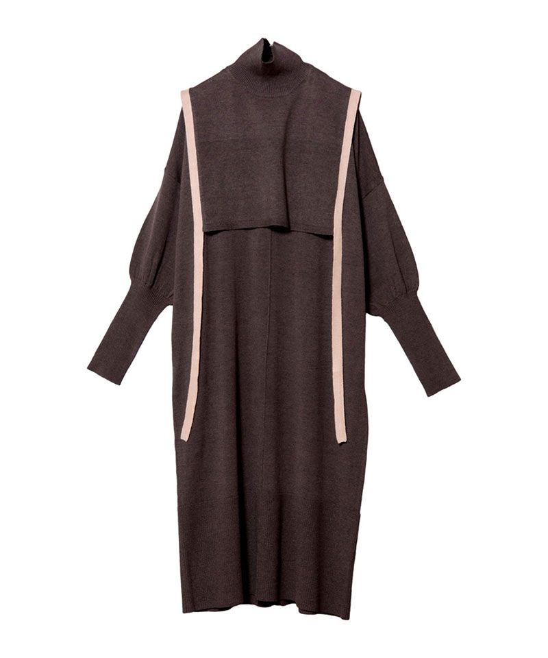  「【WEB限定アイテム】ﾀｰﾄﾙ付け衿&ﾆｯﾄﾜﾝﾋﾟｰｽSET」|ニット・セーター|