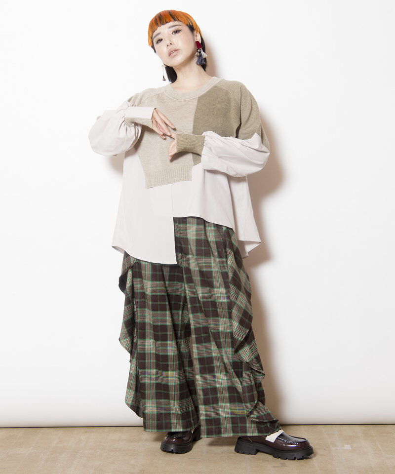  「チェックカスケードパンツ」|その他|