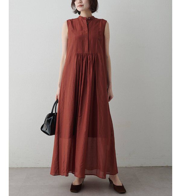  「シルクコットンギャザーワンピース」|ワンピース|