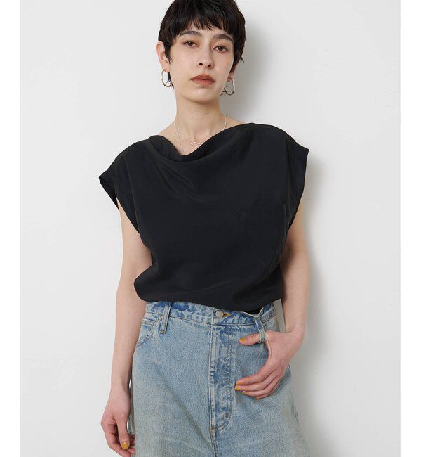  「ドレープノースリーブブラウス」|シャツ・ブラウス|ブラック