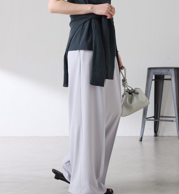  「《マイナス3kg見え/サイズ展開豊富》ジャージワイドパンツ」|スラックス|