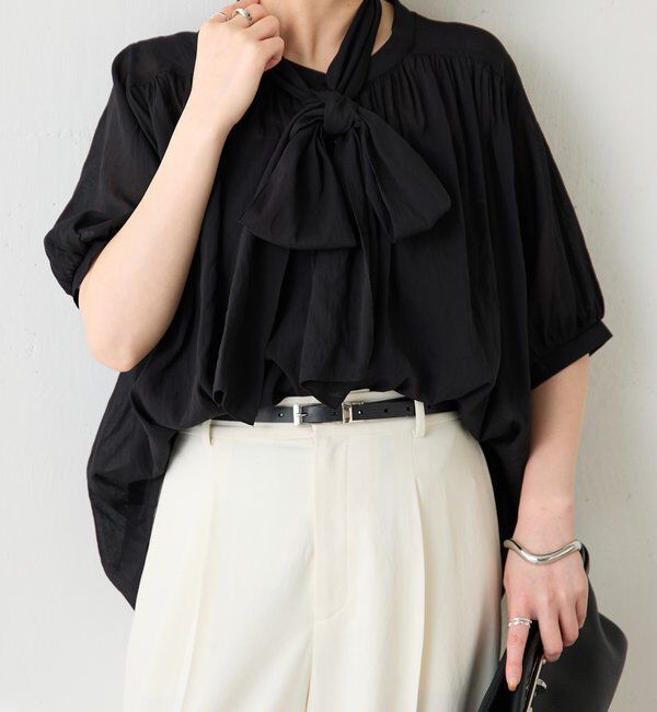  「強撚2WAYシアーボウタブラウス」|シャツ・ブラウス|
