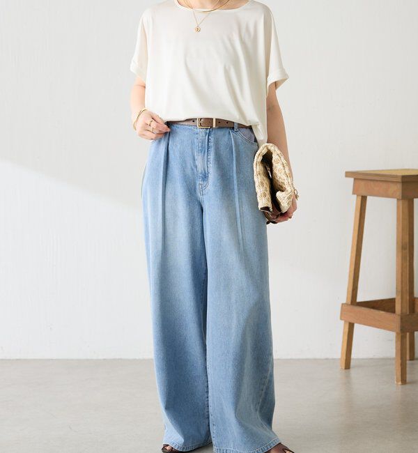  「【夏でも涼しいデニム】Q.anosライトオンスタックデニム」|デニム|