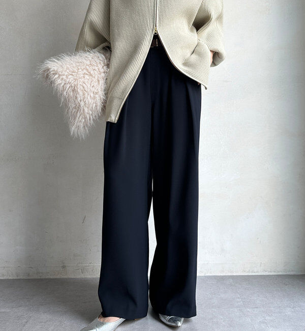  「【累計販売数3万枚突破/21色4サイズ展開！】タックワイドパンツ」|チノ|