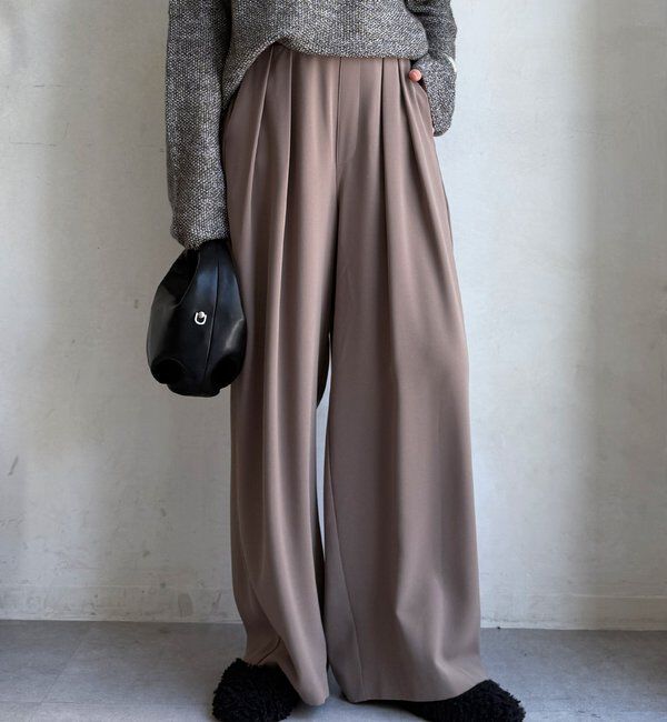  「【累計販売数3万枚突破/21色4サイズ展開！】タックワイドパンツ」|チノ|モカ