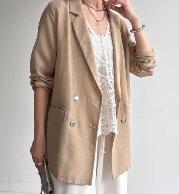  「【ウォッシャブル】シアーダブルジャケット」|テーラードジャケット|