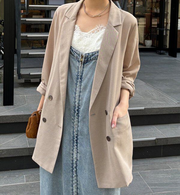  「【ウォッシャブル】シアーダブルジャケット」|テーラードジャケット|