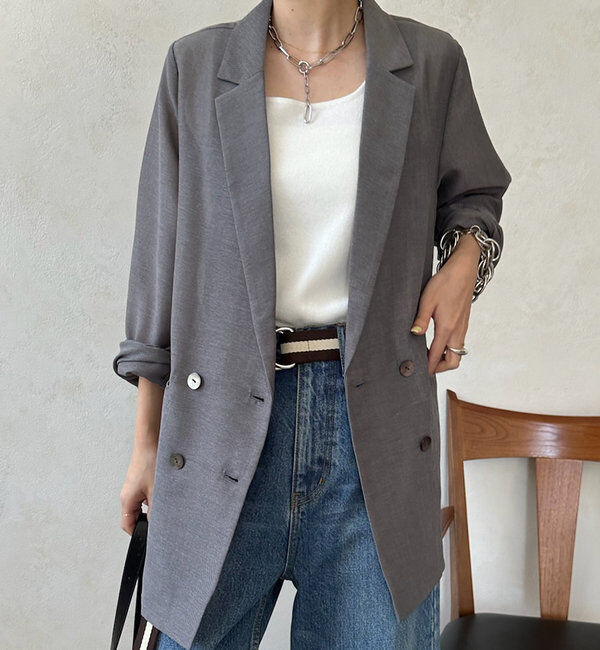  「【ウォッシャブル】シアーダブルジャケット」|テーラードジャケット|