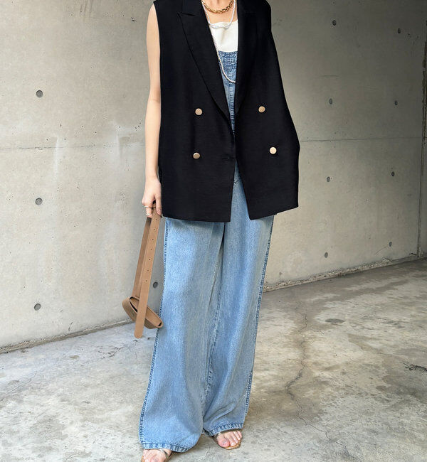  「【新色追加】リヨセルデニムオールインワン」|ワンピース|