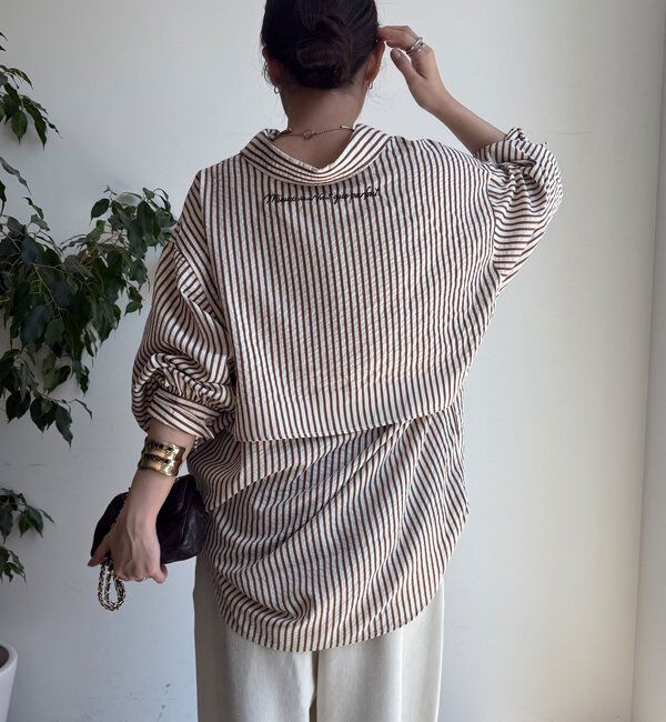  「【WEB限定】ロゴ刺繍ストライプスキッパーシャツ」|シャツ・ブラウス|