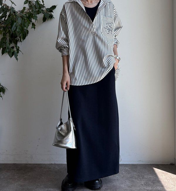  「【WEB限定】ロゴ刺繍ストライプスキッパーシャツ」|シャツ・ブラウス|