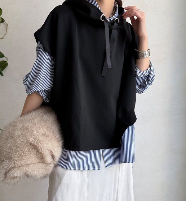  「【WEB限定】ジャージーフーディープルオーバー」|Tシャツ・カットソー|ブラック