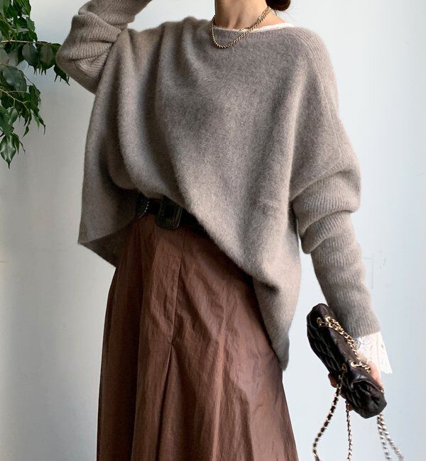  「ファーウールポンチョプルオーバー」|ニット・セーター|