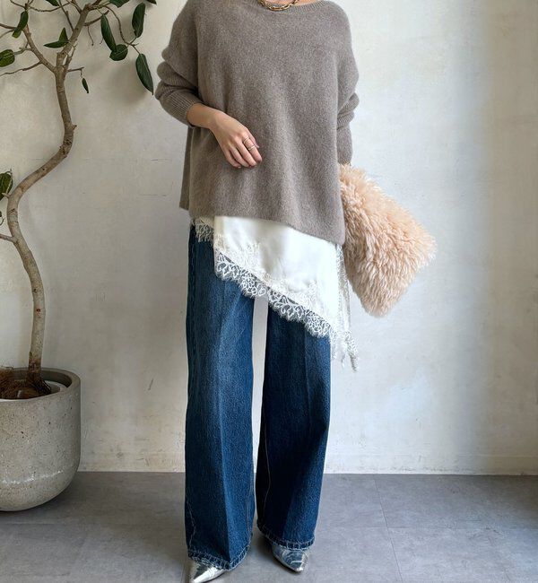  「ファーウールポンチョプルオーバー」|ニット・セーター|