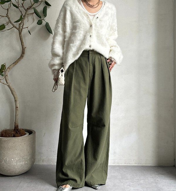  「ブラッシュ加工シルバーボタンカーディガン」|カーディガン|