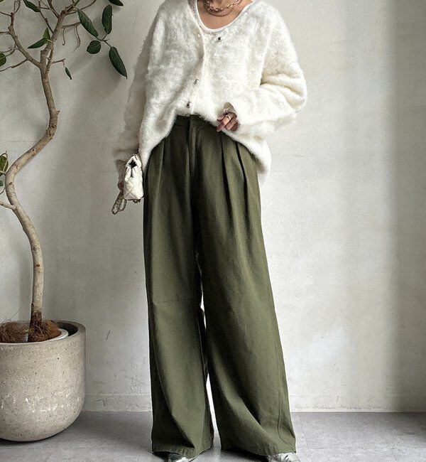  「ブラッシュ加工シルバーボタンカーディガン」|カーディガン|