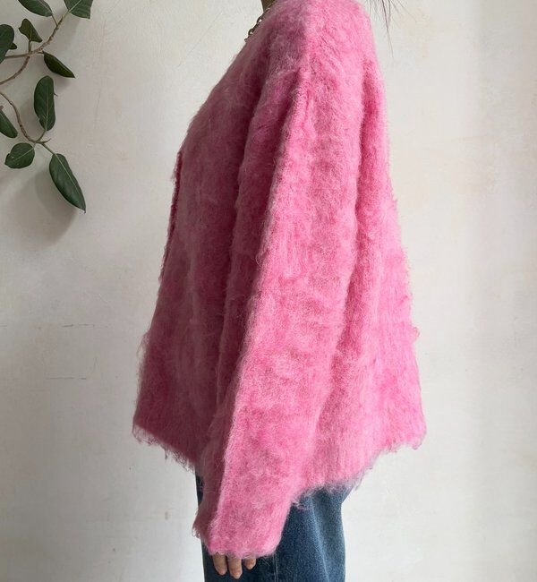  「ブラッシュ加工シルバーボタンカーディガン」|カーディガン|