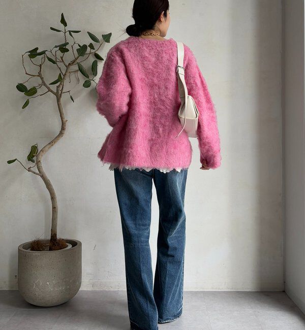  「ブラッシュ加工シルバーボタンカーディガン」|カーディガン|