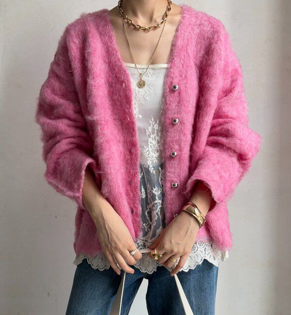  「ブラッシュ加工シルバーボタンカーディガン」|カーディガン|