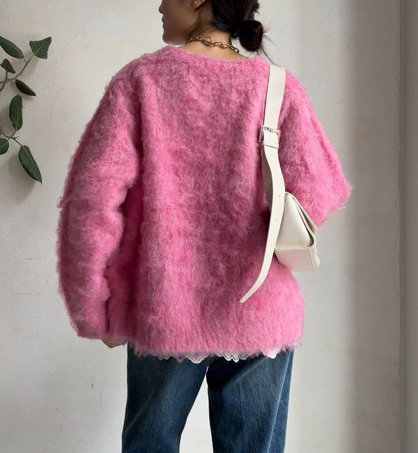  「ブラッシュ加工シルバーボタンカーディガン」|カーディガン|